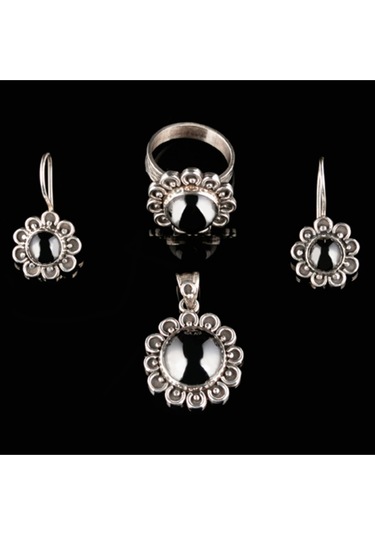 Hematit Taşlı Otantik Takım Rose Gold - Gümüş