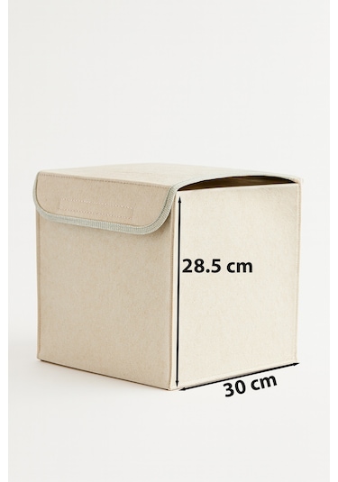 Krem Dolap İçi, Çamaşır, Oyuncak Düzenleyici, Saklama Kutusu, Keçe Sepet Organizer 29x30 Cm Krem