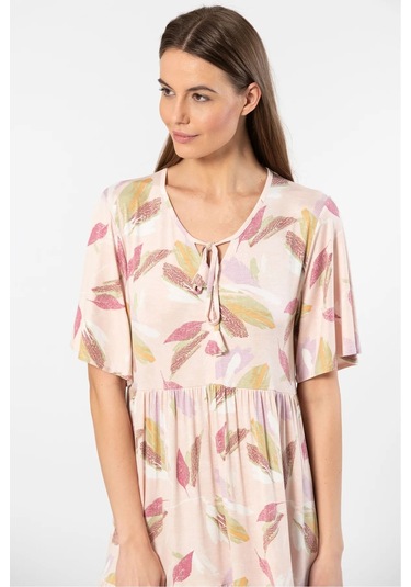 Türen 3354 Kadın Kısa Kollu Elbise-pudra Pudra