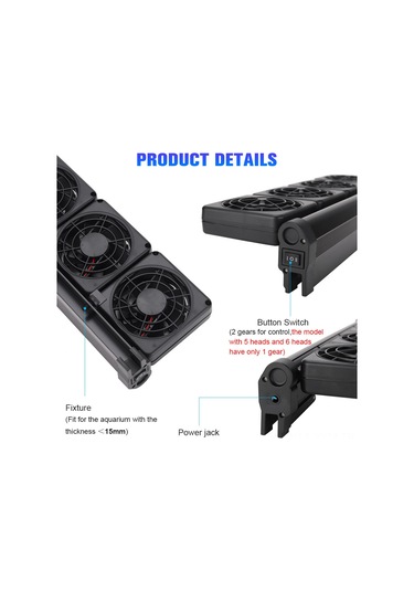 Geeksen Akvaryum Soğutma Fanı 2 Lü, 2 Seviye Ayar, Suda 2-4 C Düşürür, Siyah, Amerikan Standartı