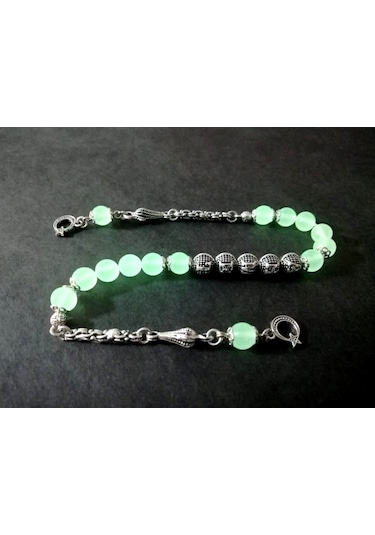 Zaza - İsimli - Kişiye Özel - Fosforlu Kedi Gözü Tesbih - 8 Mm