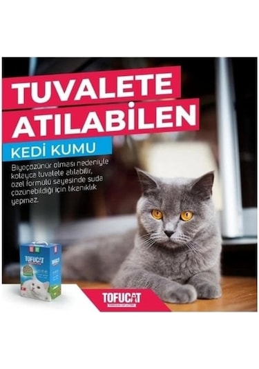 Tofucat Tuvalete Atılabilen Koku Hapsedeci Topaklaşan Doğal Tofu Kedi Kumu 8 L