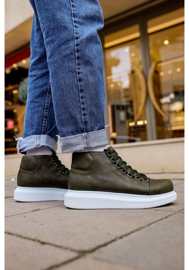 Pabucmarketi Bağcıklı Erkek Sneaker Bot Haki Haki