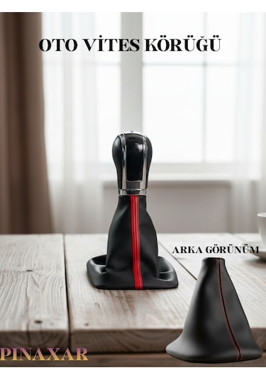 Opel Combo Siyah Deri Prime Tasarım Kırmızı Şerit Vites Körüğü