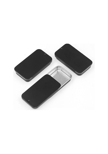 Metal Dikdörtgen Boş Mini Teneke Kutu Teneke Plaka İtme Şeker Hap Kutuları Saklama Kutusu Siyah