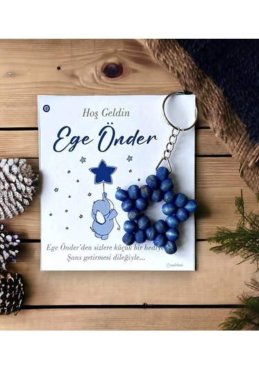 Zincirli  Ahşap Yıldız Anahtarlık 20 Adet