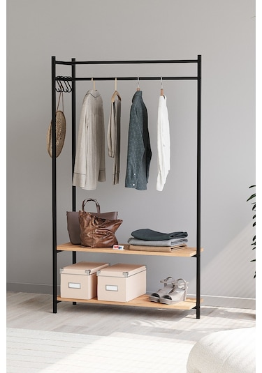 Bofigo Konfeksiyon Askısı Ayaklı Askılık Elbise Askılığı Raflı Askılık Jüpiter Çam Çam