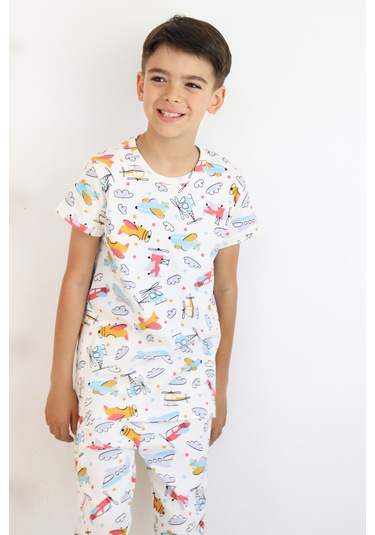 Harika Kids Erkek Çocuk Baskılı Pamuklu Penye Kumaş Pijama Takımı 001