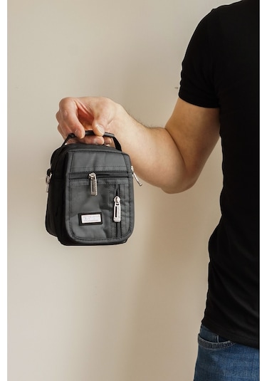 Çok Gözlü Küçük Boy El Ve Omuz Askılı Siyah Su Geçirmez Çanta 3450 Siyah