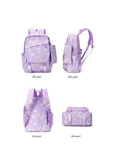 İlkokul Ve Ortaokulul Öğrencileri İçüç Parçalı Okulul Çantasıseti-mor Mor