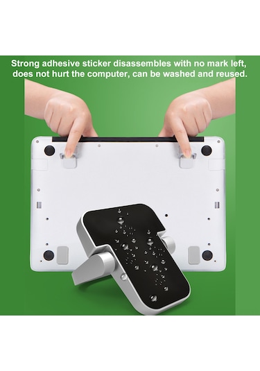 Maiyame Zinc Alloy Laptop Elevation Stand, Foldable Hidden Footrest, Adjustable Height Desktop Holder, Black, 2-pack