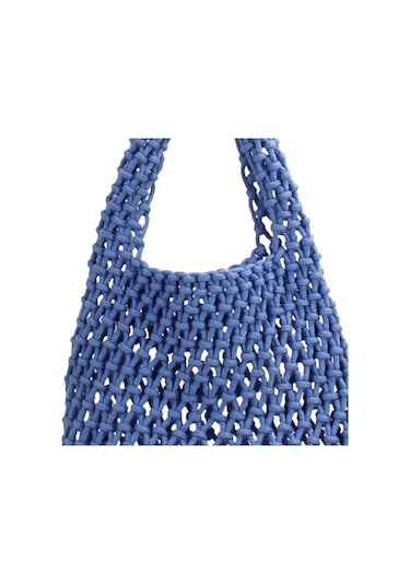 Suntek Omuz Çantası Saplı Çanta Plaj Tote Kadın Piknik Mavi Mavi