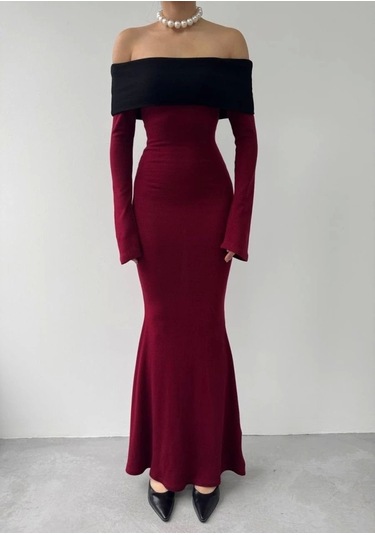 Leonidas Madonna Yaka Elbise Bordo