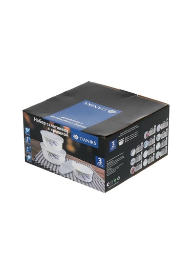 Daniks Cam Seramik Kapaklı 3'lü Salata Kasesi Seti, Veronika 225520488 Beyaz