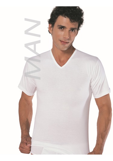 Erkek Beyaz V Yaka Ribana Atlet % 100 Pamuklu Fanila 3 Lü Paket 118-3b Beyaz