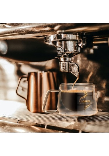 Createtech Çift Camlı Kalın Borosilikat İzolasyonlu Şeffaf Kahve Fincanı 2'li Set - 6.8 Oz Şeffaf