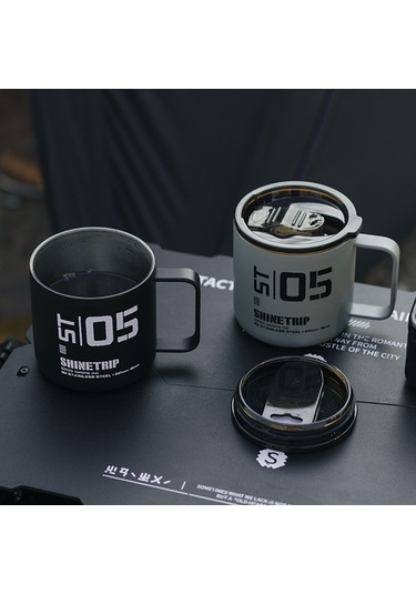 Mufunye Kamp Ve Doğa Etkinlikleri İçin Çift Katlı Isı Yalıtımlı Paslanmaz Çelik 350ml İçecek Bardağı - Isı Ve Soğuk Tutucu Taşınabilir Kapaçklı Kupa Koyu Gri