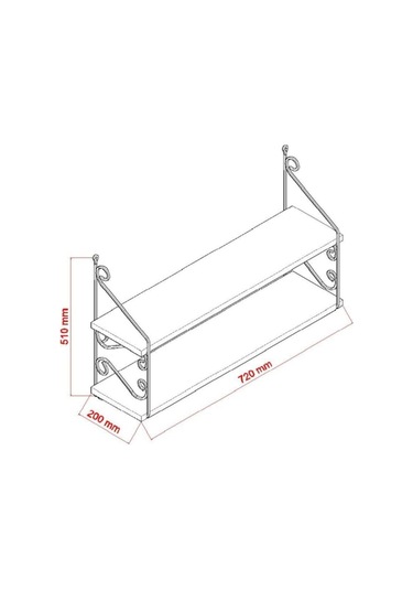 Decormet Seramoni Raf Seti 2 Raflı 200 720 Ceviz Çok Renkli