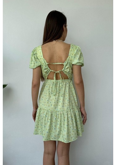 Yeşil Sırt Dekolteli Elbise Yeşil