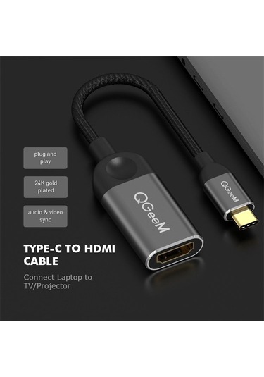 Sones Qgeem Qg-ua01 Usb Type-c - Hdmı Adaptörü Gümüş Gri