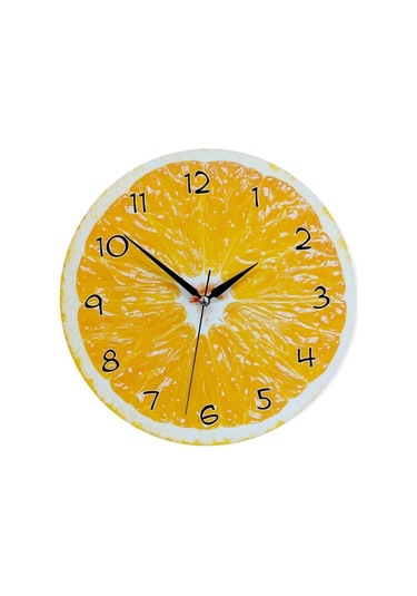CajuArt Dekoratif Ahşap Portakal İçi Yuvarlak Mutfak Duvar Saati Ahşap
