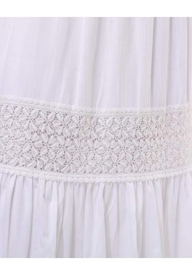 Güpür Detaylı Astarlı Uzun Etek-521-beyaz Beyaz