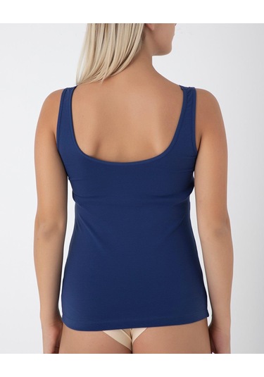 Kadın Likralı Dantel Askılı Lacivert Atlet C7t0n0o108 001