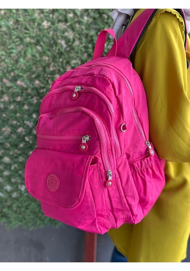 Mega Lüx Krinkıl Kumaş Lise Ve Ortaokul Sırt Çantası Pembe