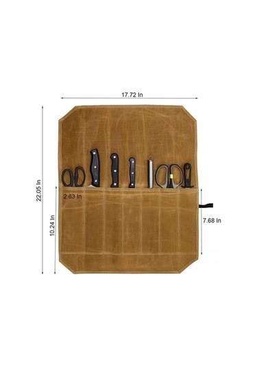 Pazly 7 Bölmeli Katlanabilir Şef Bıçağı Çantası - Pratik Taşınabilir Mutfak Ekipmanı Kahverengi Kahverengi