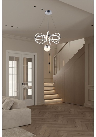 Ey Shop Krom Toplu Çember Model 3 Renk Led Avize Krom