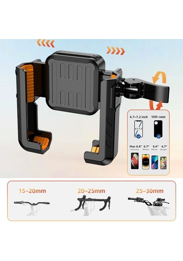 Yys-615 Motosiklet Bisiklet Yarı Sarılmış Sürme Navigasyon Cep Telefonu Tutucusu Siyah㪶ꞁ Siyah㪶ꞁ