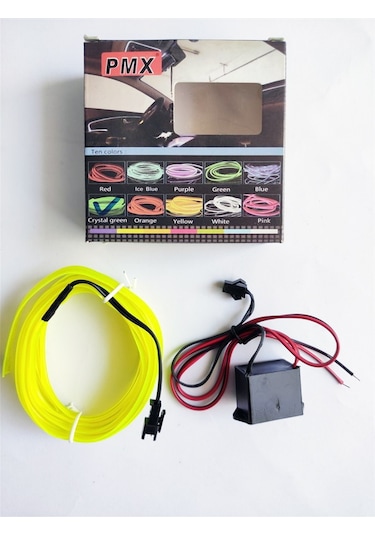 2 Metre 12V Limon Sarısı İp Neon İp Led Araç İçi Neon Led