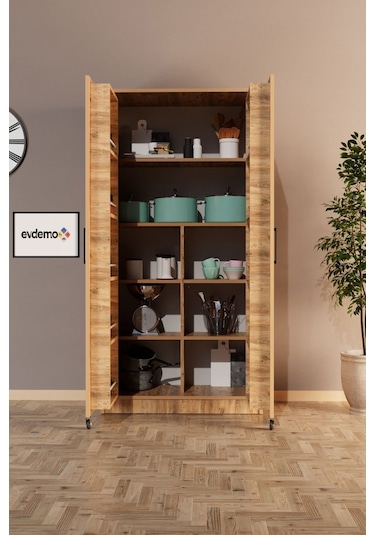 Evdemo Eva 2 Kapaklı Erzak Kiler Dolabı Atlantik Çam