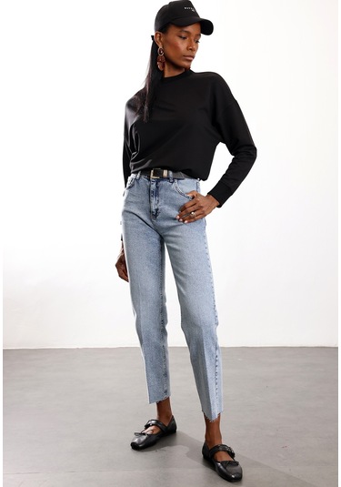5in1Canpolat Siyah Bisiklet Yaka Basic Sweatshirt 9002 Siyah