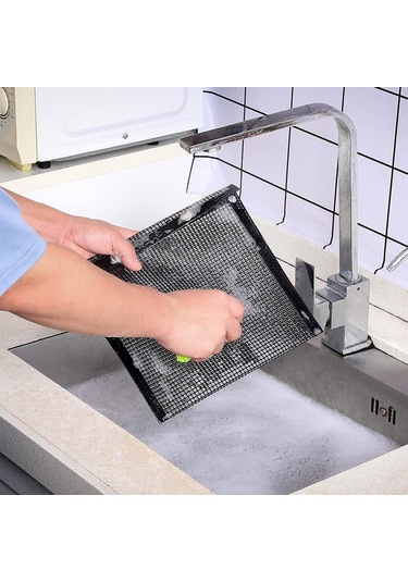 30x24cm Fiberglas Barbekü Izgara Torbaları Örgü Kese Isıya Dayanıklı Barbekü Et Sebze Izgara Çantası Bpa İçermez, Fda Sertifikalı - Siyah