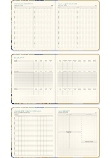 2026 Dikey Haftalık Ajanda 12 Aylık Sert Kapak 18x20 Cm - Yeşil Yeşil