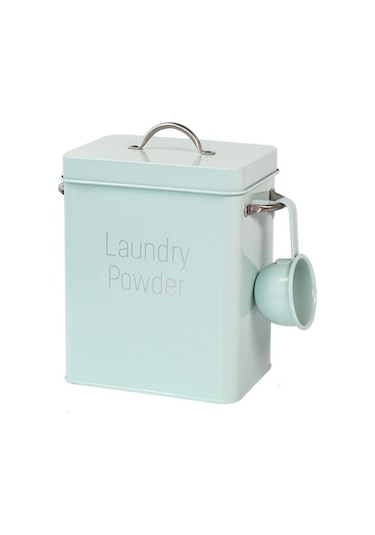 Agoodshop Çamaşır Tozu Depolama Teneke Kutu Kaşık Yeşil İle Büyük Pirinç Organizatör Ahşap