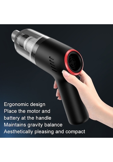 Kablosuz Şarj Araba Elektrikli Süpürge Mini El Yüksek Güçlü Islak Ve Kuru Elektrikli Süpürge, Renk: Siyah