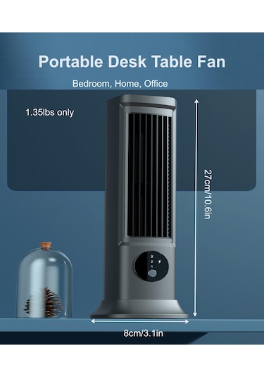 Jialan Yatak Odası Için 10'' Kule Vantilatör, 3 Hızlı Kanatsız