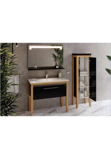 Creavit Mask 100cm Led Ayna-etajer Siyah Şeffaf