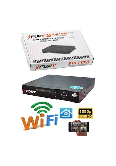 Fury 6 Kameralı Gece Renkli 1080p 2mp Görüntü Full Hd Ultra Led Gece Renkli Güvenlik Kamerası Seti 500gb