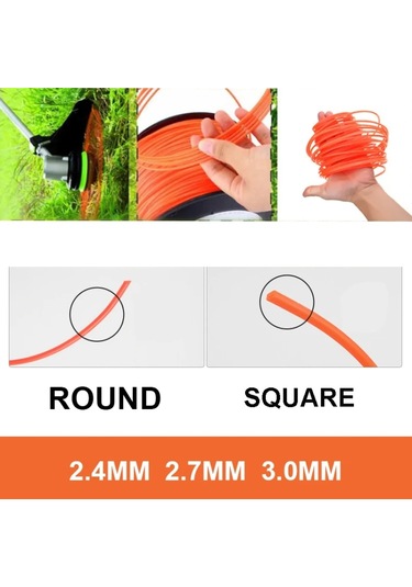 3lb Hat Mili Çim Halat Naylon Kesim Çim İpi, Size:3.0mm Square