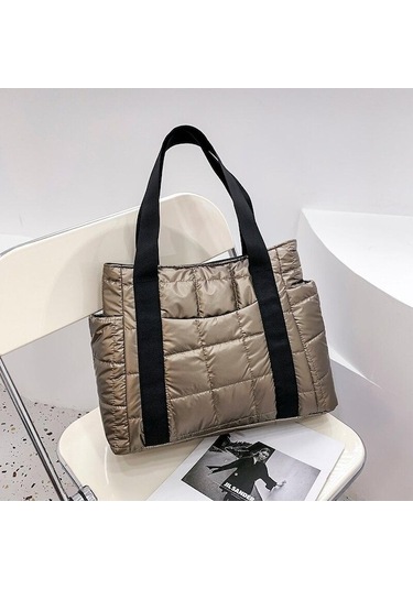 Ganzhoushop Tote Tasarımcı Tasarım Spor Omuz Naylon Markası Kış Kadınlar İçin Hit Ekose Dolgulu Dokulu Çantası Çantaları Çantaları Çantalar Büyük Black Alışveriş 2024 Sl Siyah