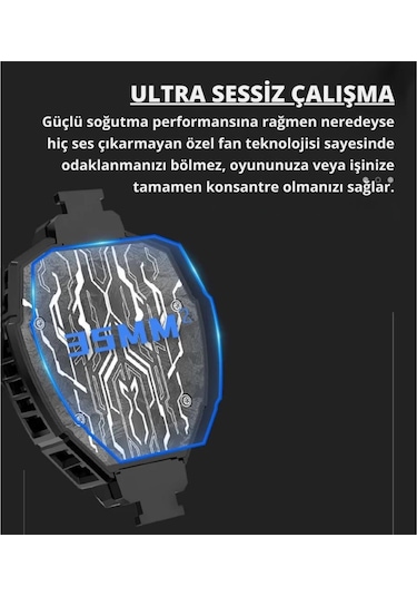 Polham Rgb Işıklı Isı Göstergeli Tablet Ve Telefon Uyumlu 7000rpm Ultra Güçlü Soğutucu Fan, Ultra Sessiz