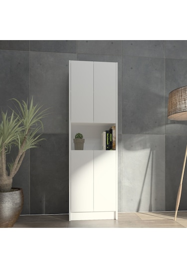 Kuta Flat56 Kitaplık 4 Kapaklı Kütüphane Çok Amaçlı Dolap (498407568)