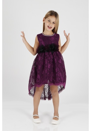 Ahengim Kız Çocuk Kuyruklu Dantelli Elbise Ak2208 001