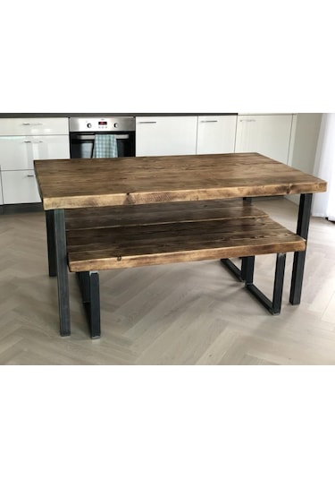 Umutpark Umutpark Umuthomedesing Metal Ahşap Yemek Masası Ve Bankı.