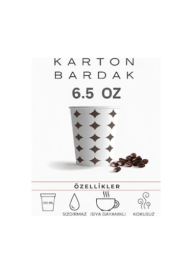 6.5 Oz (180 Ml) Karton Bardak – 100 Adet - Kokusuz, Sızdırmaz, Isıya Dayanıklı