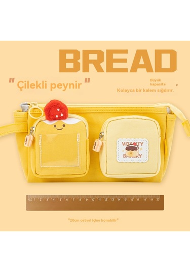 Sevimli Büyük Kapasiteli Kalem Kutusu Peynir Sarı