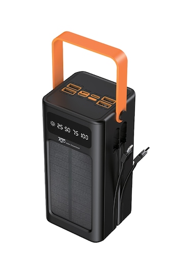 7go Gpw-04 50.000mah Solar Powerbank 4xusb-a, Qualcomm 3.0 Şarj Dahili Lightning & Usb-c Ka Siyah